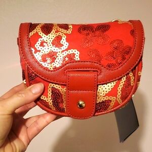 NWT! Joan Boyce mini floral Sequin crossbody purse